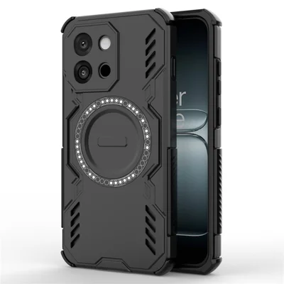 For OnePlus 13T 5G Magnetisk Case Butterfly Armor Hul Køling PC + TPU Telefonbeskyttelse - Sort