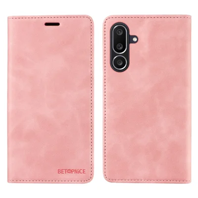 BETOPNICE For Samsung Galaxy M56 5G Case  Magnetic Closure RFID Blocking Wallet Stand Leather Phone Cover - Pink