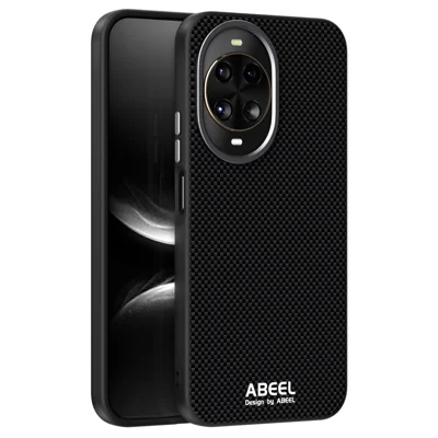 ABEEL Fodral för Huawei nova 14 5G Kompatibelt med MagSafe Tryckt PC TPU Aluminiumlegering Läder Mobilskal - Svart