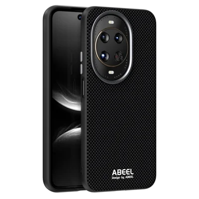 ABEEL til Huawei nova 14 Ultra 5G hylster kompatibelt med MagSafe, printet PC TPU, aluminiumslegering, læder telefontæske - Sort