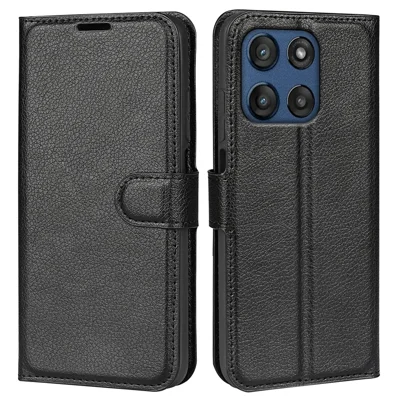 For Motorola Moto G Stylus 5G (2025) Case Litchi Texture Shockproof Leather Wallet Phone Cover - Black