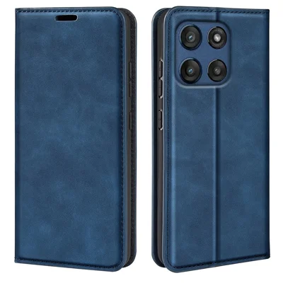 For Motorola Moto G Stylus 5G (2025) Case Skin Touch Leather Wallet Phone Cover - Blue