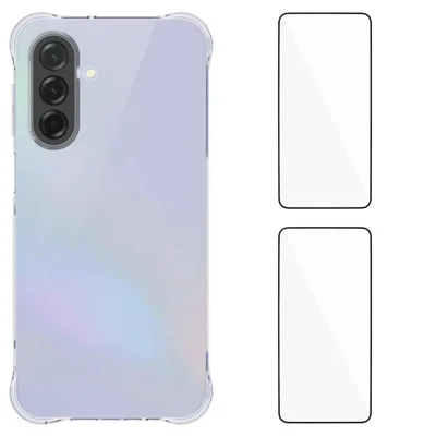 WANLONFENG For Samsung Galaxy A17 5G / A17 4G TPU Case  WL2 Series 2.0mm Phone Cover with 2Pcs Tempered Glass Films - Transparent