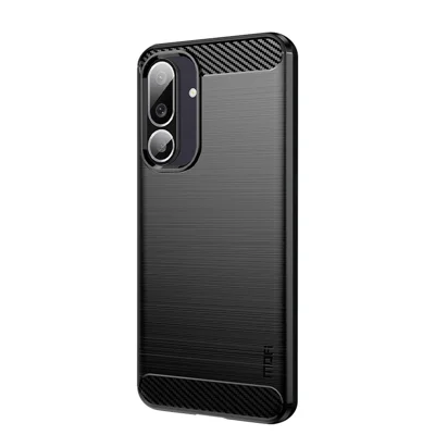 MOFI For Samsung Galaxy M56 5G Back Cover  Brushed Texture Carbon Fiber Soft TPU Case - Black