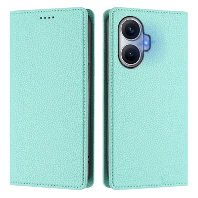 For Xiaomi Poco F7 5G / Redmi Turbo 4 Pro 5G Wallet Case RFID Blocking Litchi Texture Leather Mobile Cover - Mint Green