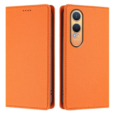 For OnePlus Nord CE4 Lite 5G Wallet Case RFID Blocking Litchi Texture Leather Mobile Cover - Orange