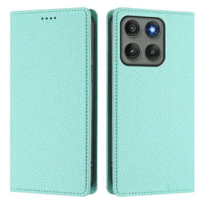 For Motorola Edge 60 Pro 5G Wallet Case RFID Blocking Litchi Texture Leather Mobile Cover - Mint Green
