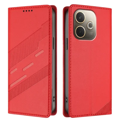 For Oppo A5 Pro 5G (Global) Phone Cases Punk Style Imprinted Wallet Stand Leather Cover - Red