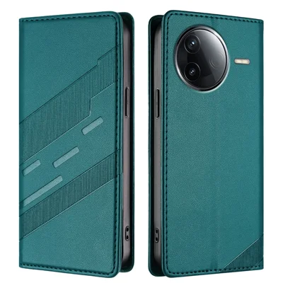 For Xiaomi Redmi K80 5G Phone Cases Punk Style Imprinted Wallet Stand Leather Cover - Dark Green