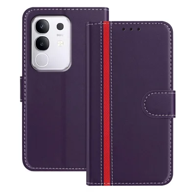 For vivo Y29 4G Phone Cases Wallet Stand Color Splicing Leather Cover with Magnetic Clasp - Purple