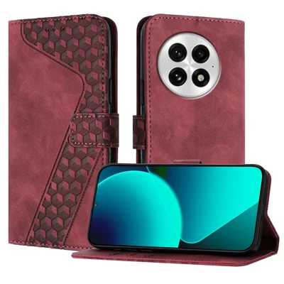 For OnePlus 13 Leather Case 7-Shaped Pattern Wallet Stand Shockproof Phone Cover - Brown