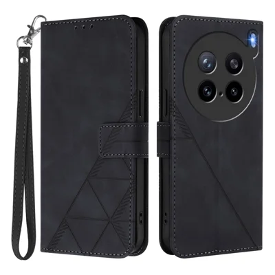 For vivo X200s 5G Leather Case with Hand Strap Wallet Stand Phone Cover - Black