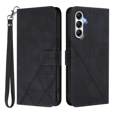 For Samsung Galaxy A35 5G Leather Case with Hand Strap Wallet Stand Phone Cover - Black