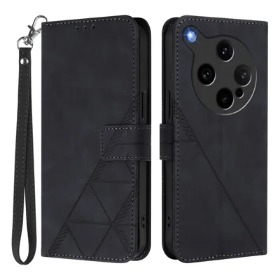 For Oppo Find X8 Ultra 5G Leather Case with Hand Strap Wallet Stand Phone Cover - Black
