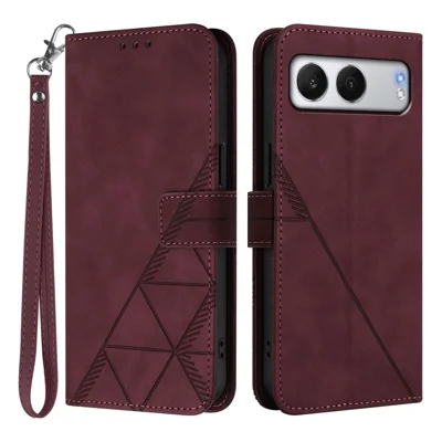 For OnePlus Nord 4 Leather Case with Hand Strap Wallet Stand Phone Cover - Wine Red