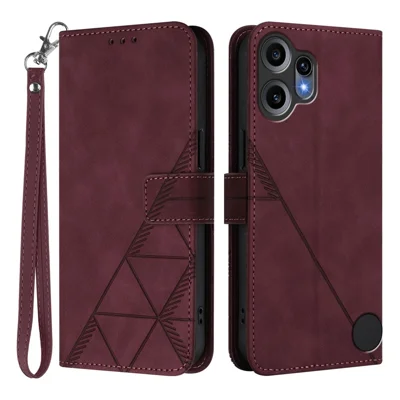 For Nothing CMF Phone 2 Pro Leather Case with Hand Strap Wallet Stand Phone Cover - Wine Red