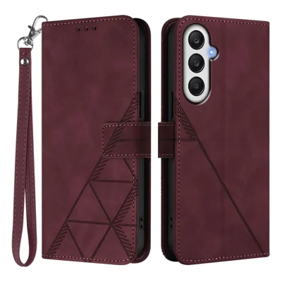 For Samsung Galaxy F14 4G / Galaxy A05s 4G Leather Case with Hand Strap Wallet Stand Phone Cover - Wine Red