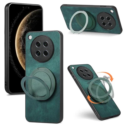 For Oppo Find X8s 5G Phone Case with Rotating Kickstand Stress Relief Retro Leather Back Cover - Green
