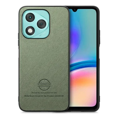For Honor 400 Lite 5G Leather Phone  Back Cover with Cloth Texture - Green