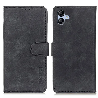 KHAZNEH PU-Lederhülle für Samsung Galaxy A08 5G / A08 4G / A07 5G / A07 4G / A06 4G / A06 5G Retro-Textur Handyhülle - Schwarz