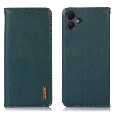 KHAZNEH For Samsung Galaxy A08 5G / A08 4G / A07 4G / A06 4G / A06 5G Case Wallet Genuine Cow Leather Phone Cover Nappa Texture - Green