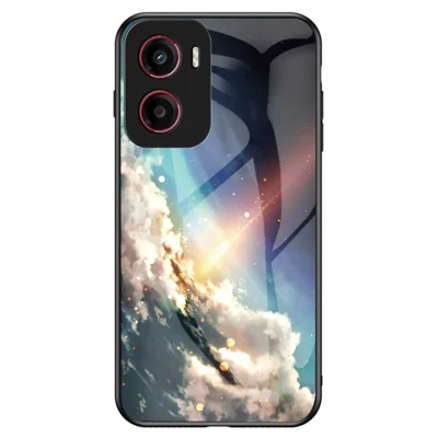 Voor Motorola Moto G05 4G hoesje met sterrenhemelpatroon, gehard glas telefoonhoesje - Helder sterrenhemel