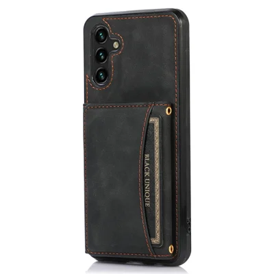 Voor Samsung Galaxy A16 4G / 5G telefoonhoesje tri-fold portemonnee standaard PU leer + TPU achterkant - Zwart