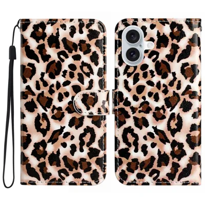 For iPhone 17 Wallet Case Printed Pattern Design Leather Phone Cover - Leopard Print