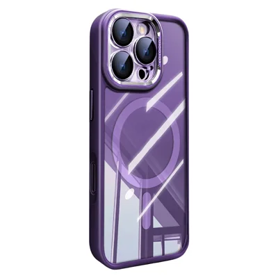 For iPhone 16 Pro Case Compatible with MagSafe PC + TPU Phone Cover with Detachable Camera Lens Film - Purple