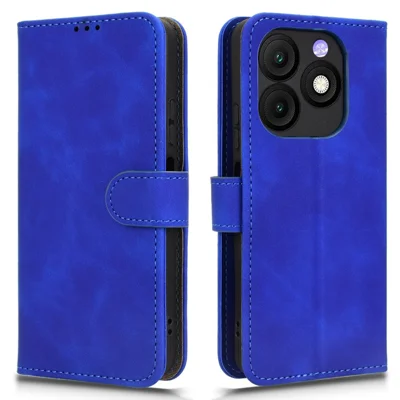 For itel Zeno 10 4G Leather Case Skin Feel Anti Drop Wallet Flip Phone Cover - Blue