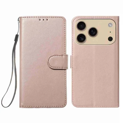 Flip Case til iPhone 17 Pro Max i PU-læder med walletfunktion og kortpladser - Rosenød