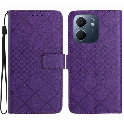 For Oppo A5x 5G  /  4G Case Wallet Imprint PU Leather Flip Folio Phone Cover - Dark Purple