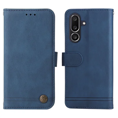 For Samsung Galaxy M56 5G Leather Wallet Cases Skin Touch Phone Cover Stand with Strap - Blue