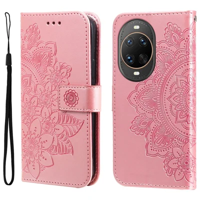 For Huawei nova 14 Ultra 5G Case Floral Pattern PU Leather Wallet Stand Phone Cover - Pink
