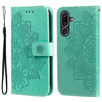 For Samsung Galaxy M56 5G Case Floral Pattern PU Leather Wallet Stand Phone Cover - Green