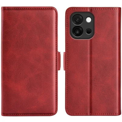For OnePlus 13T 5G Case Calf Texture Leather Wallet Phone Cover - Red