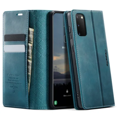 CASEME For Samsung Galaxy S20 5G / Galaxy S20 4G Case  033 Series RFID Blocking Wallet Stand Calf Texture Leather Phone Cover - Green