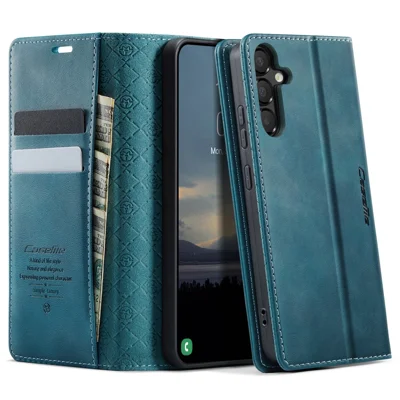 CASEME For Samsung Galaxy A54 5G Case  033 Series RFID Blocking Wallet Stand Calf Texture Leather Phone Cover - Green