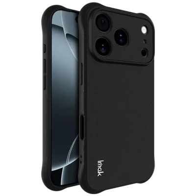 IMAK voor iPhone 17 Pro hoesje TPU telefoonhoes Airbag stootbestendig - Mat zwart