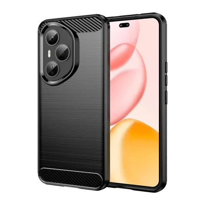 For Honor 400 Pro 5G (Global) Case Protective Phone Cover Carbon Fiber Texture Brushed - Black