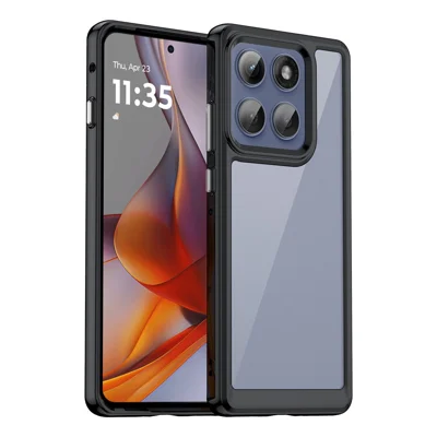 For Motorola Edge 60 Pro 5G Case TPU + Acrylic Protective Clear Phone Cover - Black
