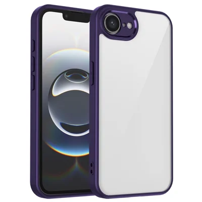For iPhone 16e Case Matte Skin Touch Clear PC + TPU Schokbestendige Telefoonhoes - Paars