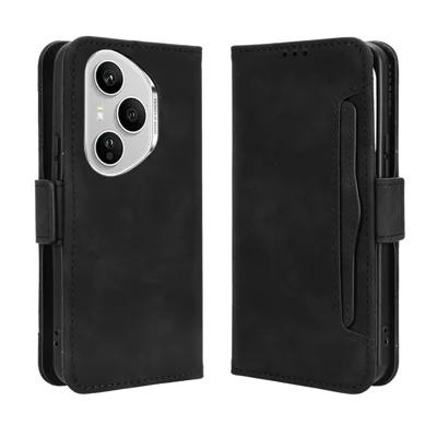 For Honor 400 Pro 5G (Global) Leather Case Phone Wallet Cover with Multiple Card Slots - Black