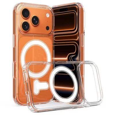 For iPhone 17 Pro Clear Phone Case Compatible with MagSafe TPU+Acrylic Back Cover - Clear