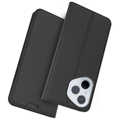 For Honor 400 Pro 5G (Global) Case PU Leather Phone Cover with Card Holder Stand - Black