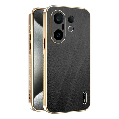 KADEM For vivo S30 Pro mini 5G Case Electroplating Silk Texture PU + TPU Phone Back Cover - Black