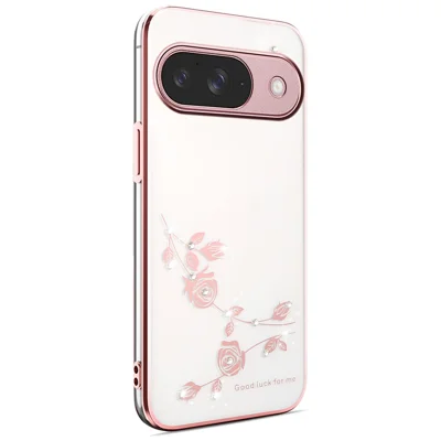 KADEM For Google Pixel 10 / Pixel 10 Pro Case Flower Rhinestone Decor TPU Phone Cover - Rose Gold