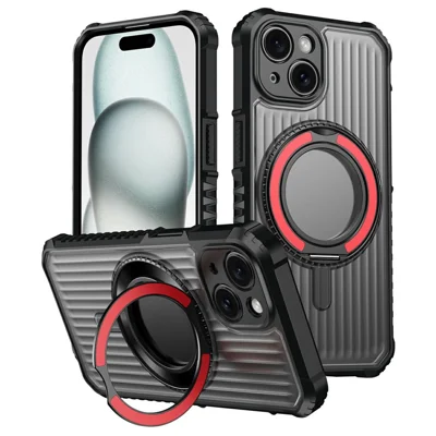 For iPhone 14 Magnetic Case with Kickstand PC + TPU Phone Back Cover - Red