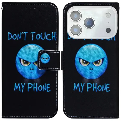For iPhone 18 Pro Max / 17 Pro Max Wallet Case Pattern Print Leather Phone Cover - Don't Touch My Phone