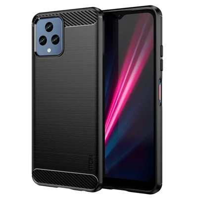 MOFI JK TPU Series-1 for T-Mobile REVVL 6 5G Soft TPU Phone Case Brushed Surface Carbon Fiber Texture Back Cover - Black